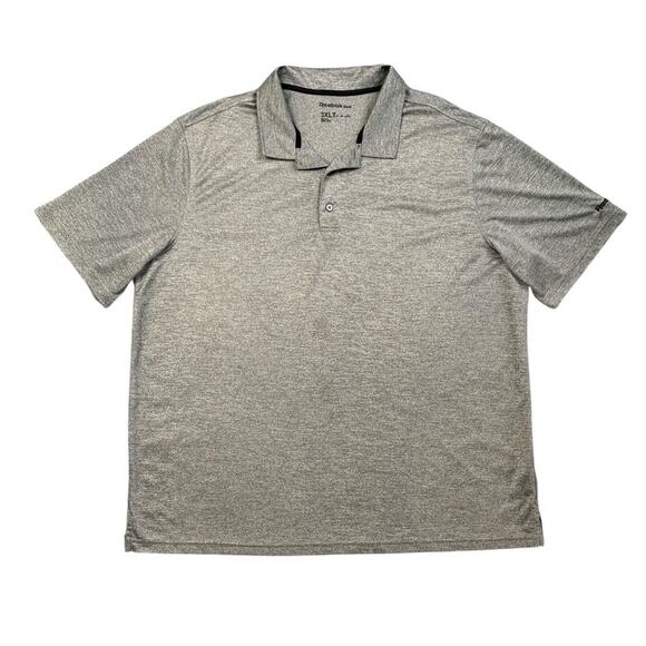 Reebok Polo Shirt Mens 3XLT Tall Grey Golf Moisture Wicking Performance Heather - Picture 1 of 12